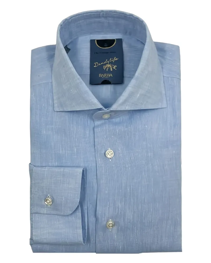 BARBA Hemd aus Leinen - Blau Blau