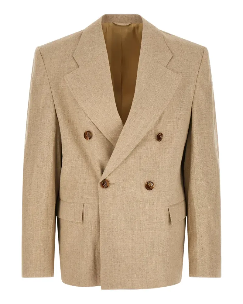 Séfr Donovan double-breasted linen blazer - Nude Nude