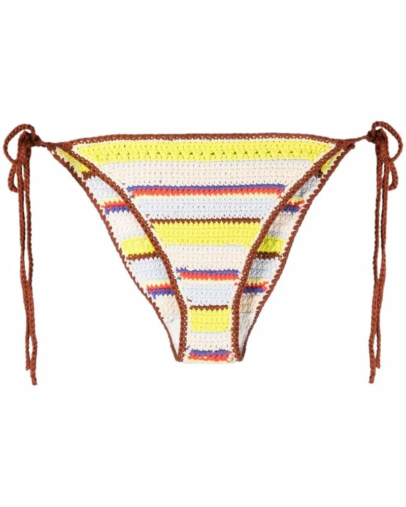 Ganni Gehäkeltes Bikinihöschen mit Streifen - Nude Nude