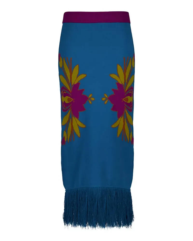PAULA Turner Mykonos fringed midi skirt - Blau Blau