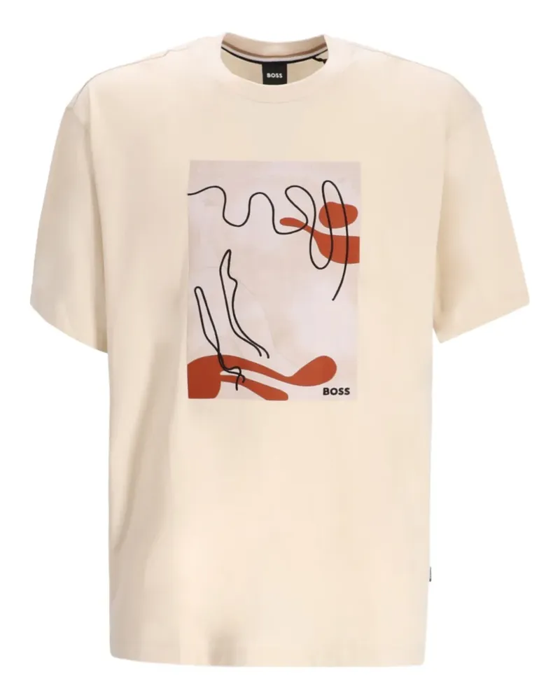 HUGO BOSS T-Shirt mit grafischem Print - Nude Nude