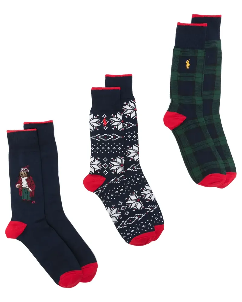 Ralph Lauren Halbhohe Socken (3er-Set) - Blau Blau