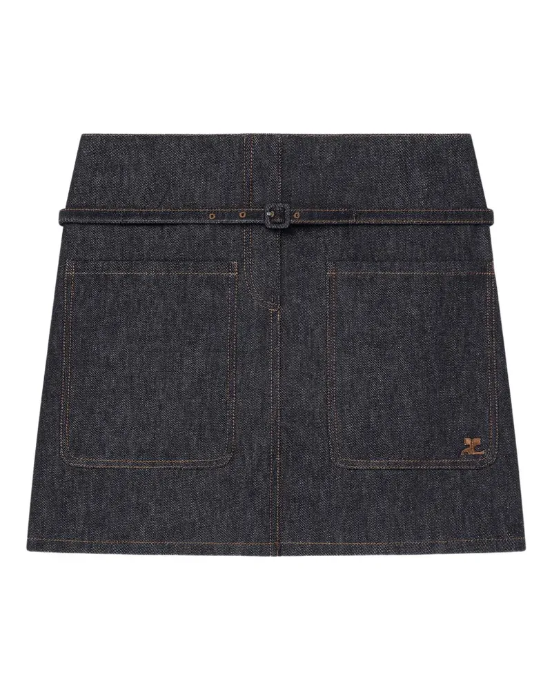 Courrèges Minirock mit Pattentaschen - Blau Blau