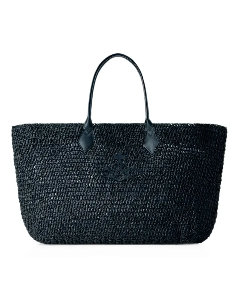 Vivienne Westwood Orb-plaque woven tote bag - Schwarz Schwarz