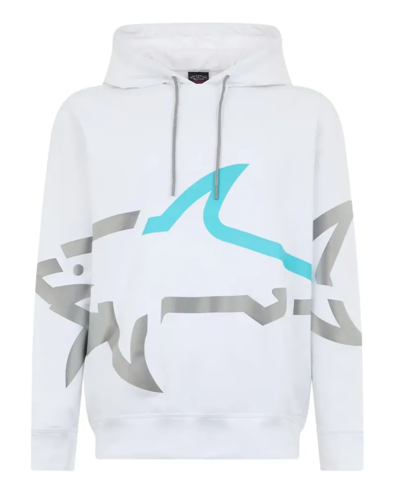 Paul & Shark logo-print drawstring hoodie - Weiß Weiß