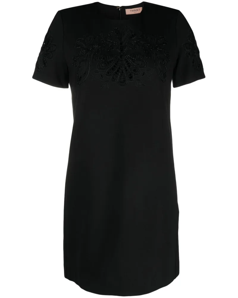 Twin-Set Minikleid mit Zierperlen - Schwarz Schwarz