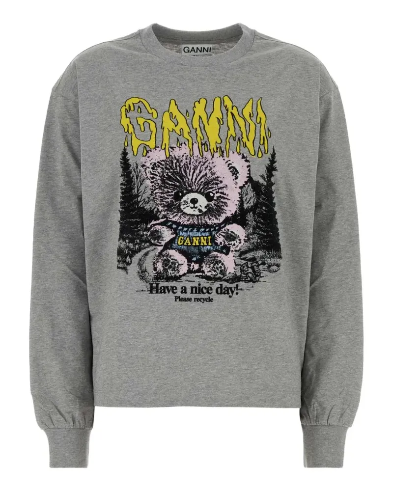 Ganni Sweatshirt mit grafischem Print - Grau Grau