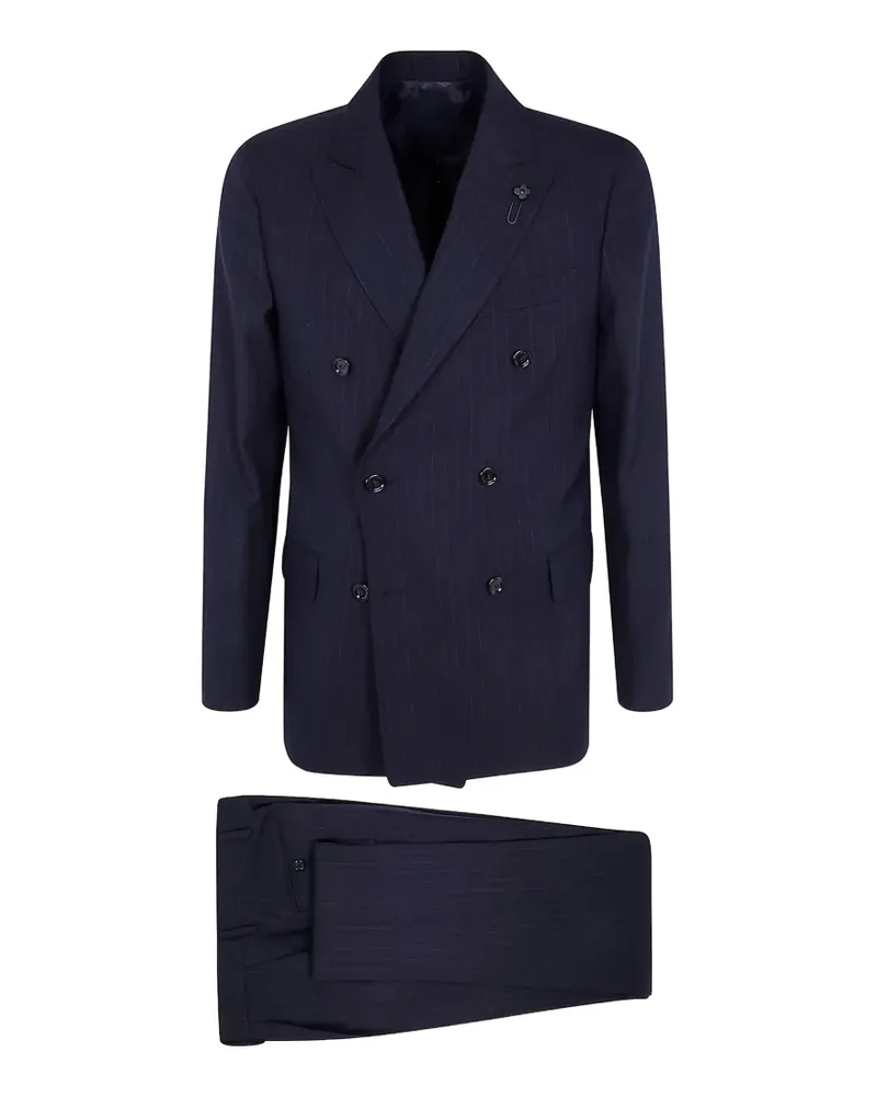 LARDINI pinstripe double-breasted suit - Blau Blau