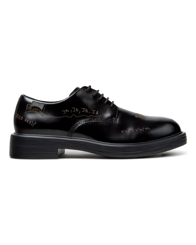 Camper Twins Lederschuhe mit grafischem Print - Schwarz Schwarz