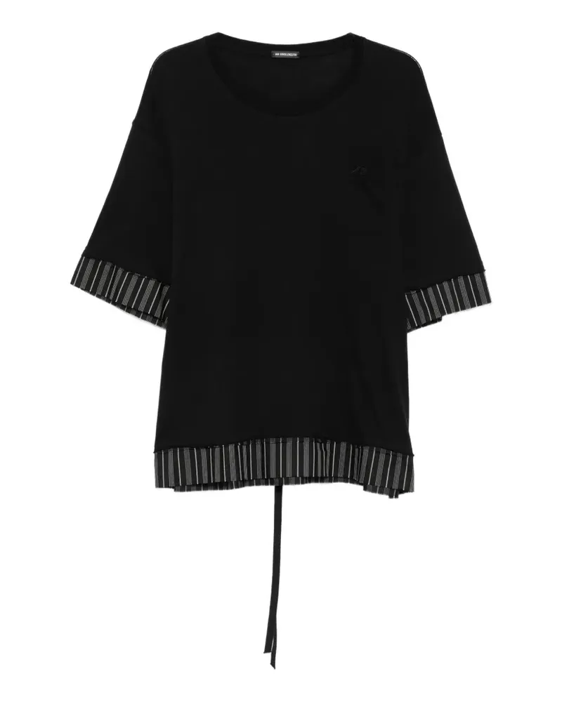 Ann Demeulemeester T-Shirt mit gestreiftem Besatz - Schwarz Schwarz