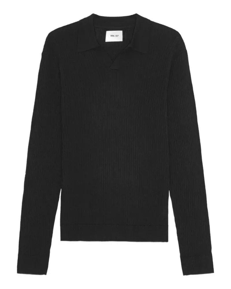 NN 07 Klassisches Langarmshirt - Schwarz Schwarz