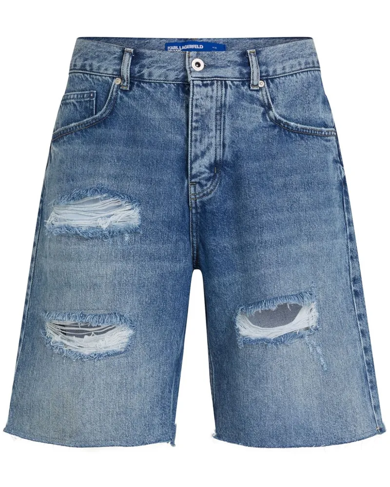 Karl Lagerfeld Jeans-Shorts im Distressed-Look - Blau Blau