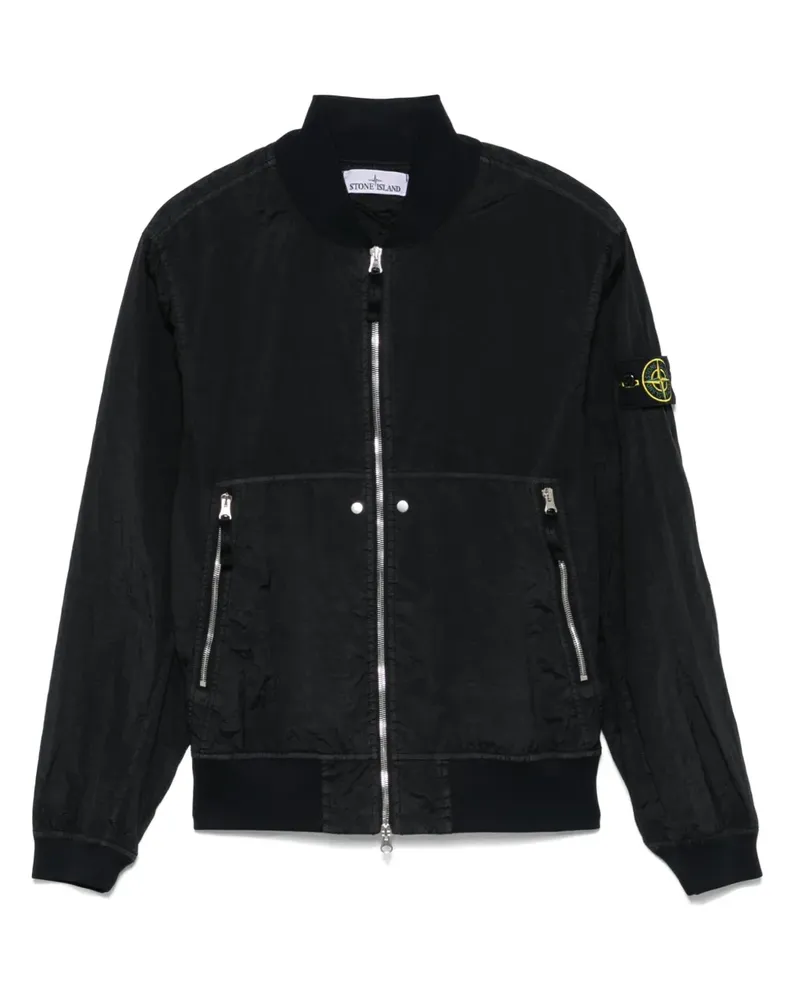 Stone Island Jacke mit Kompass-Patch - Schwarz Schwarz