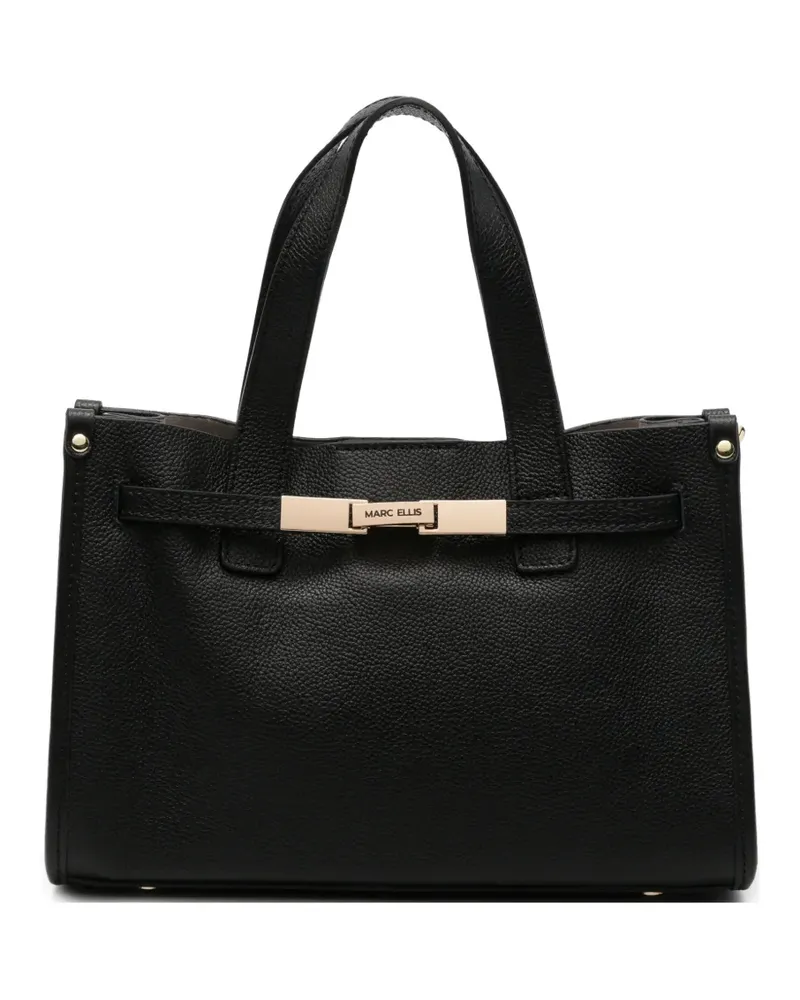 MARC ELLIS logo-plaque pebbled-effect tote bag - Schwarz Schwarz