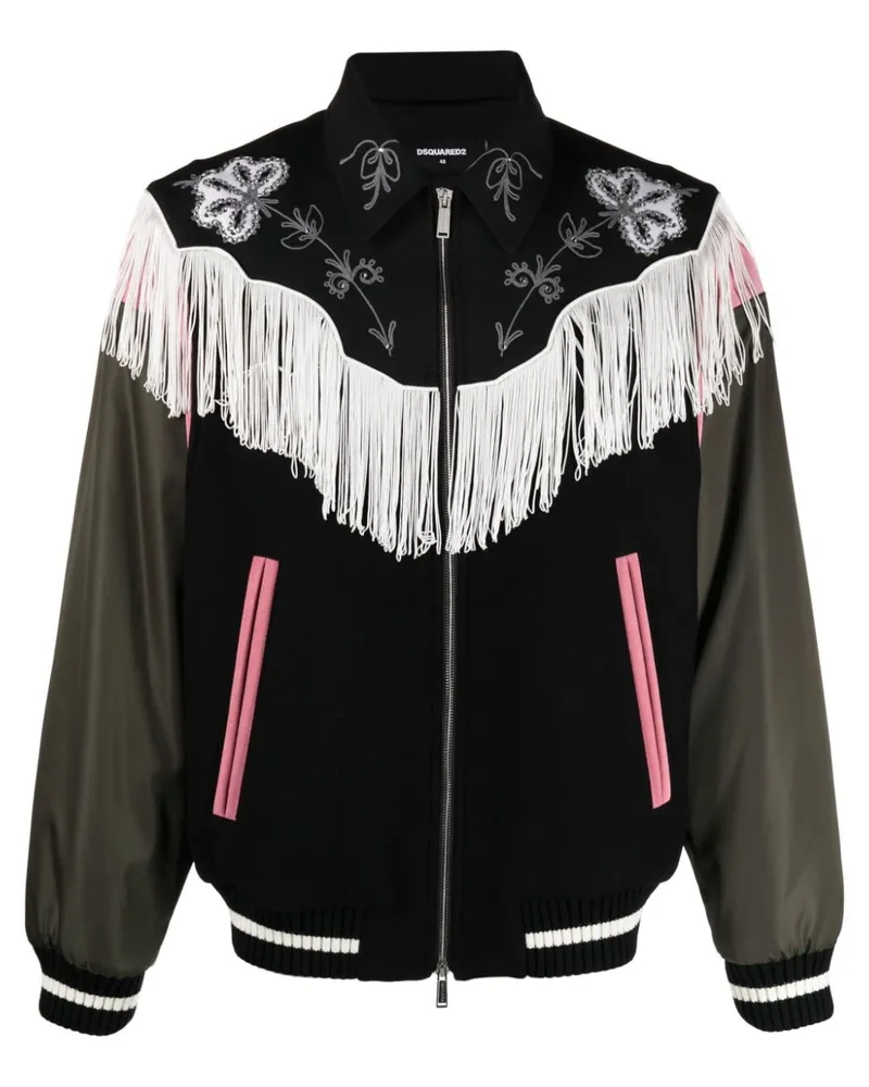 Dsquared2 Bomberjacke mit ausgefransten Kanten - Schwarz Schwarz