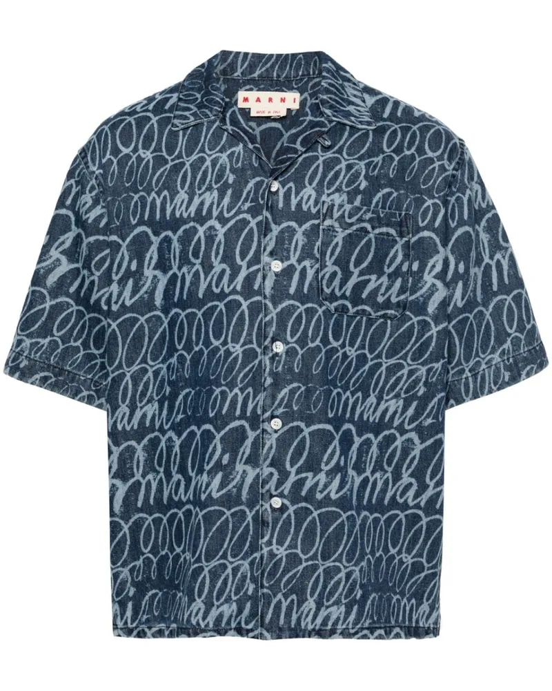 Marni Jeanshemd mit Echos-Print - Blau Blau