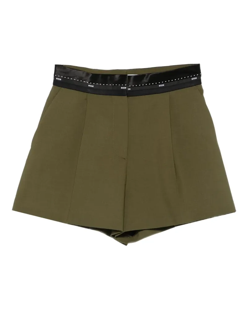 MSGM pleated-panel ribbon-trimmed shorts - Grün Grün