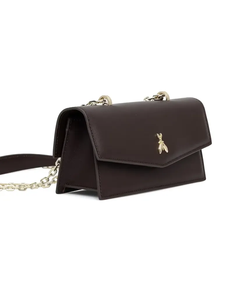 Patrizia Pepe Mini Fly Bamby Schultertasche mit Logo-Schild - Braun Braun