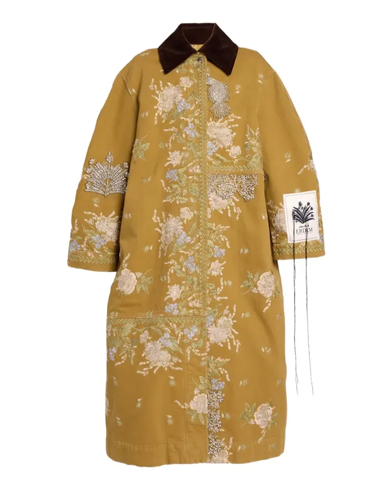 Erdem floral-embroidered crystal-embellished coat - Gelb Gelb