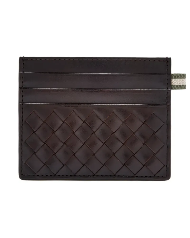 Officine Creative Italia Boudin 122 intreccio leather cardholder - Braun Braun