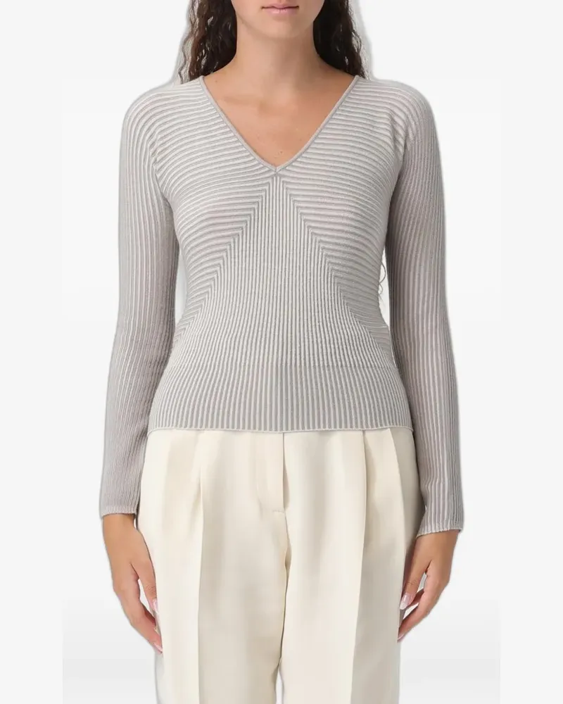 Emporio Armani ribbed V-neck sweater - Grau Grau