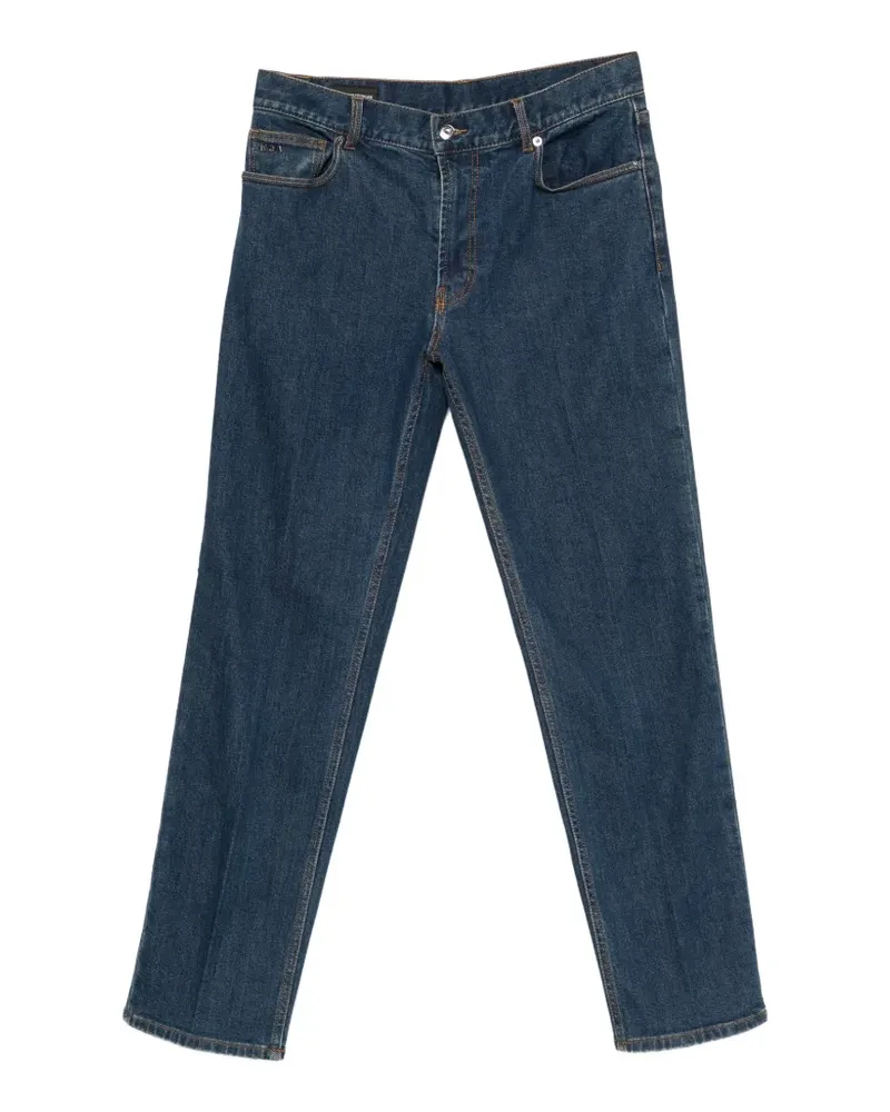 Emporio Armani five-pocket logo-patch denim jeans - Blau Blau