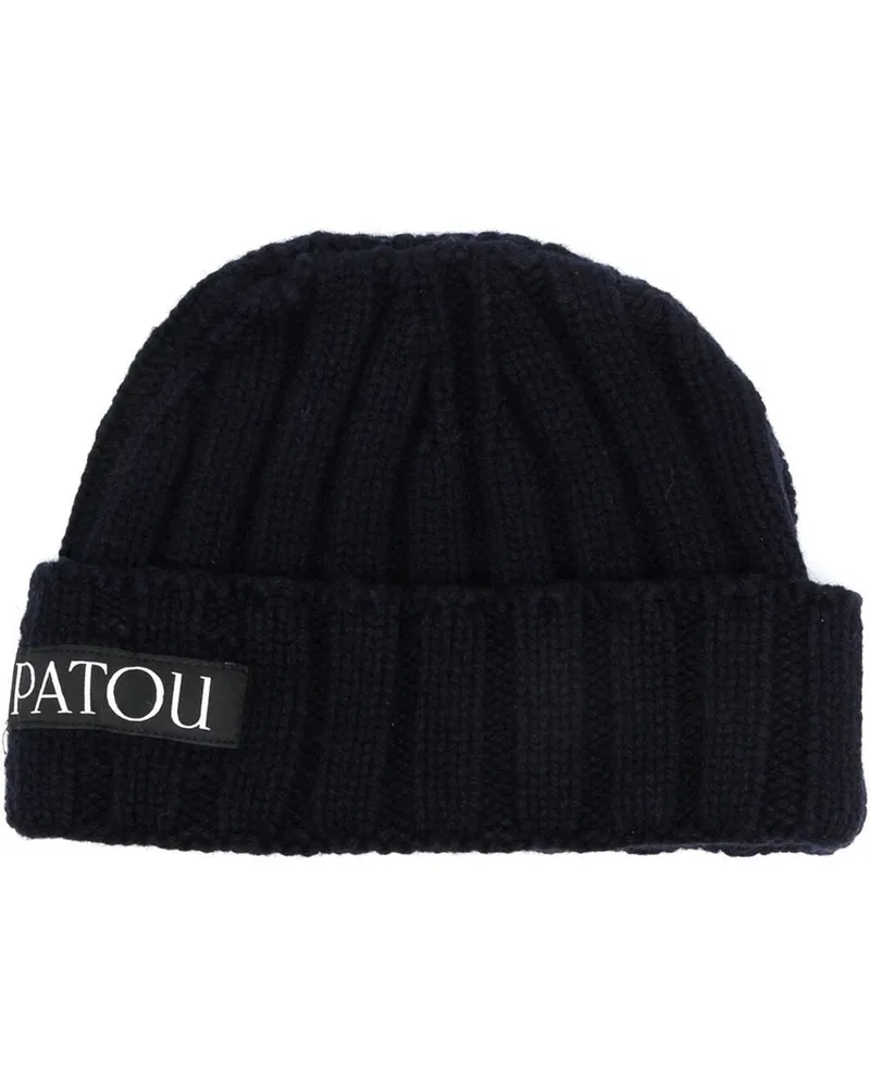 Patou Handschuhe mit Logo-Patch Blau