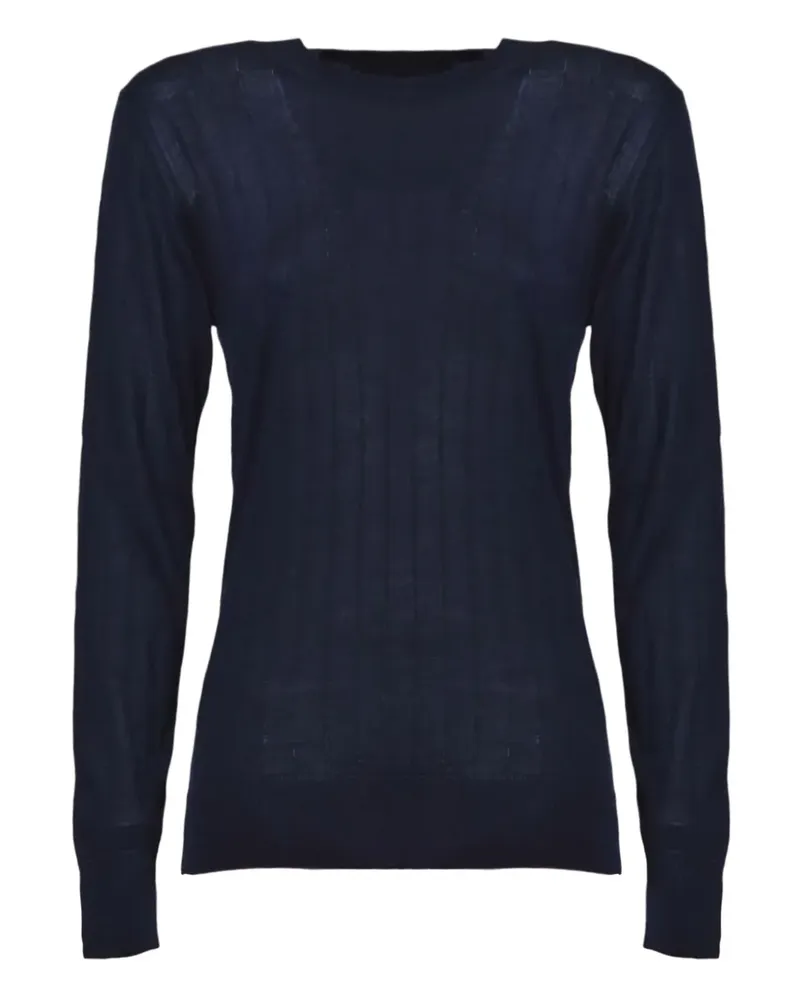Tagliatore Gerippter Pullover - Blau Blau