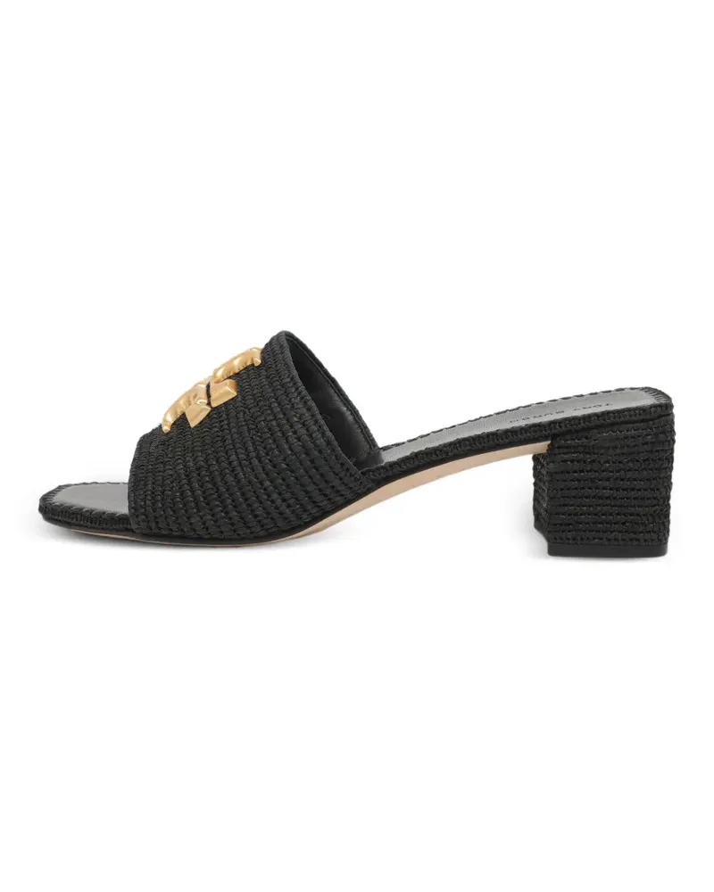 Tory Burch Eleanor Sandalen aus Raffia - Schwarz Schwarz