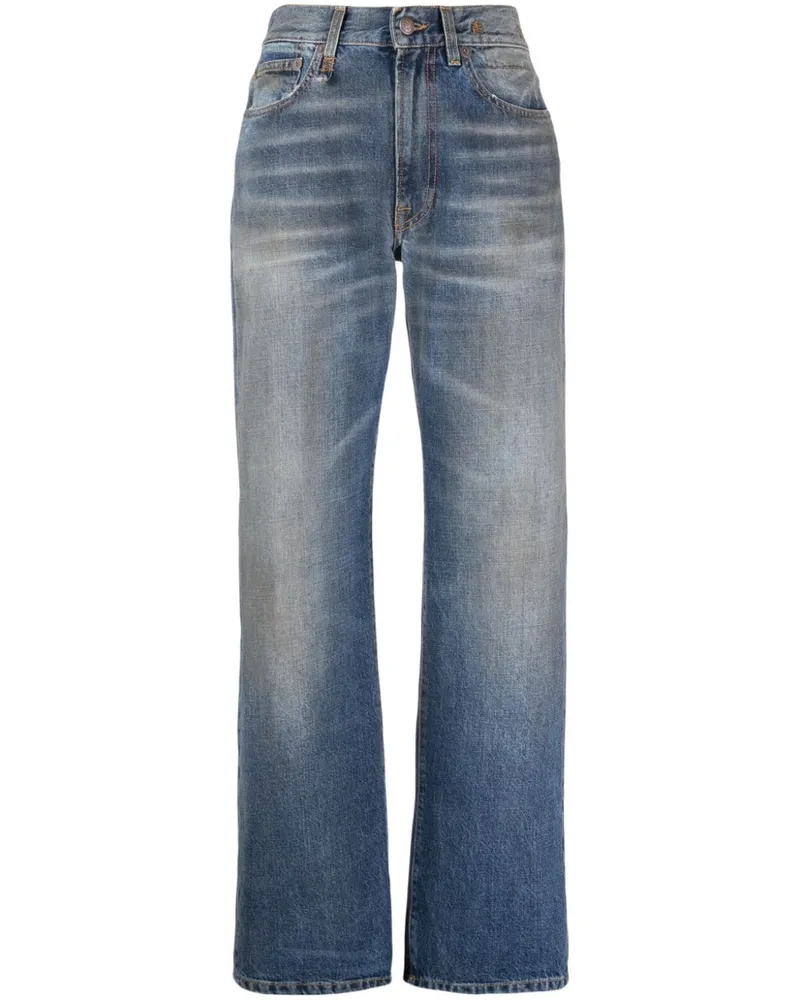 R13 Halbhohe Straight-Leg-Jeans - Blau Blau