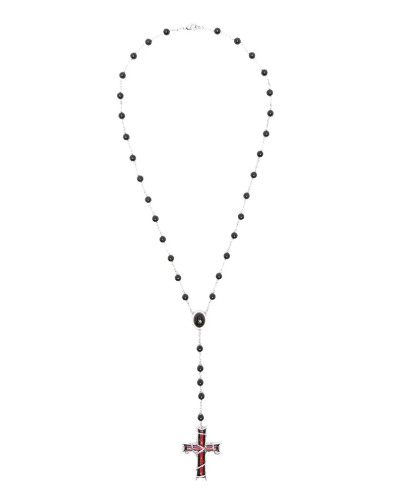 DARKAI Inferno beaded cross-pendant necklace - Silber Silber