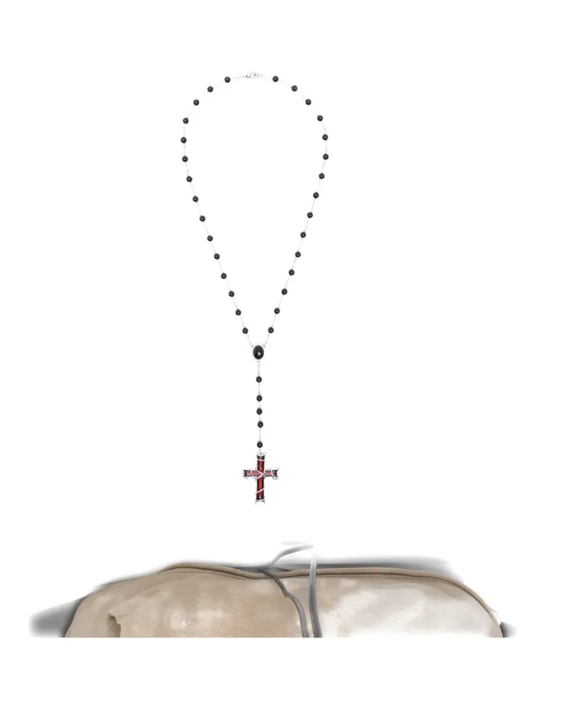 DARKAI Inferno beaded cross-pendant necklace - Silber Silber