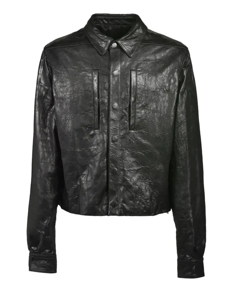Rick Owens Lederjacke mit Knitteroptik - Schwarz Schwarz