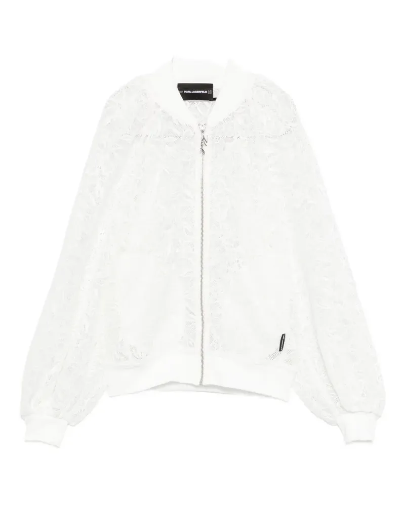 Karl Lagerfeld Bikerjacke mit Spitze - Weiß Weiß