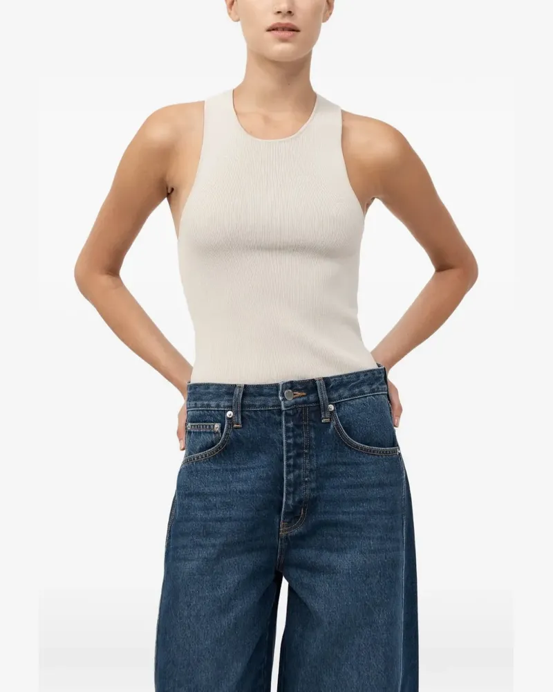St. Agni ribbed racer-back top - Nude Nude