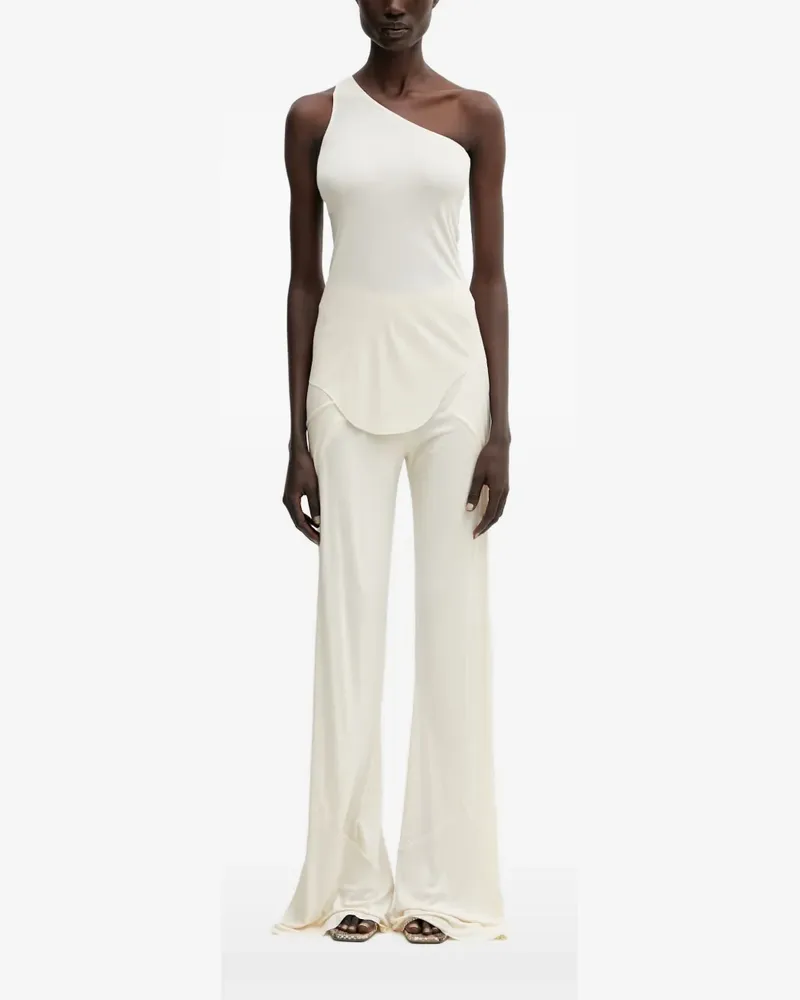 Rick Owens Lilies one-shoulder curved-hem T-shirt - Nude Nude