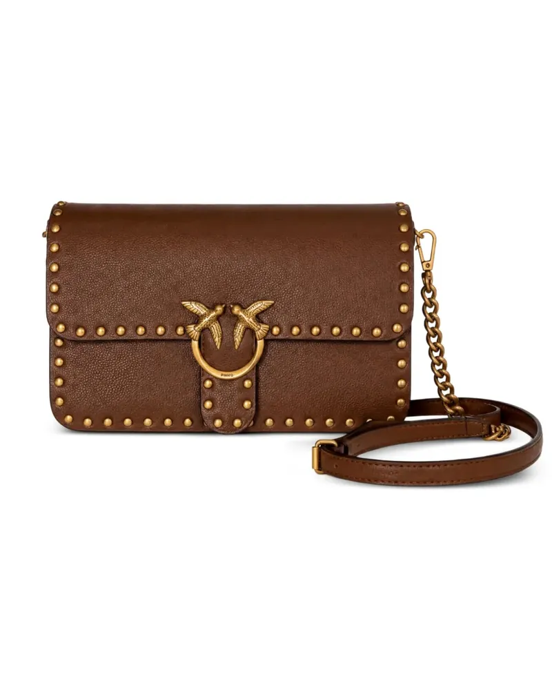 Pinko Love One Umhängetasche mit Nieten - Braun Braun