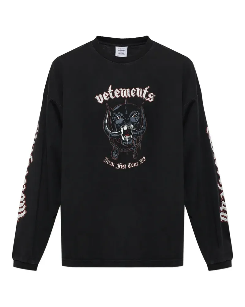 VETEMENTS graphic-print long-sleeve T-shirt - Schwarz Schwarz