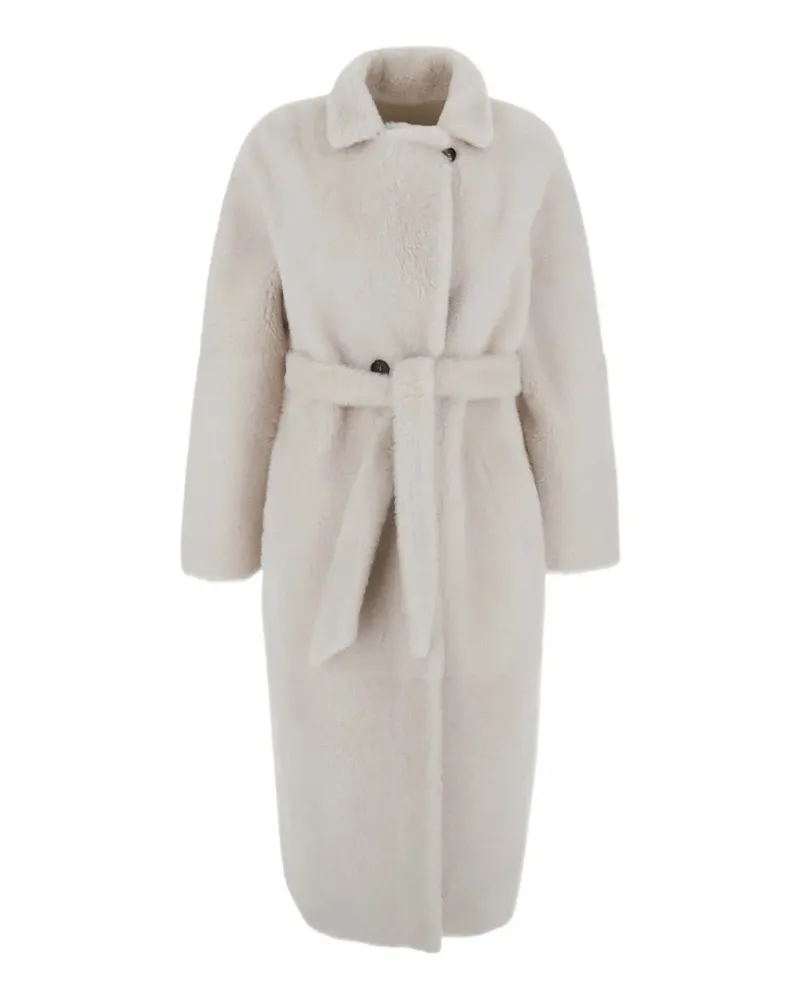 SUPREMA Mantel aus Shearling mit Gürtel - Weiß Weiß