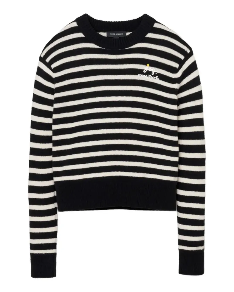 Marc Jacobs Gestreifter Pullover mit Blumendetail - Schwarz Schwarz
