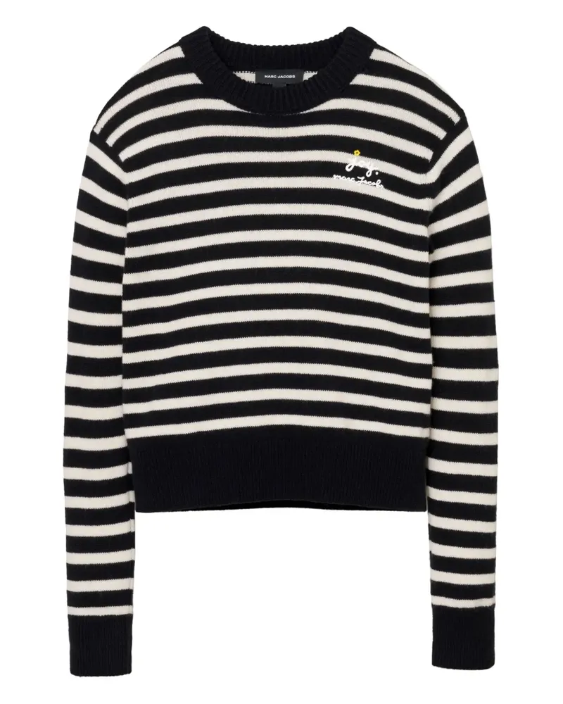 Marc Jacobs Gestreifter Pullover mit Blumendetail - Schwarz Schwarz
