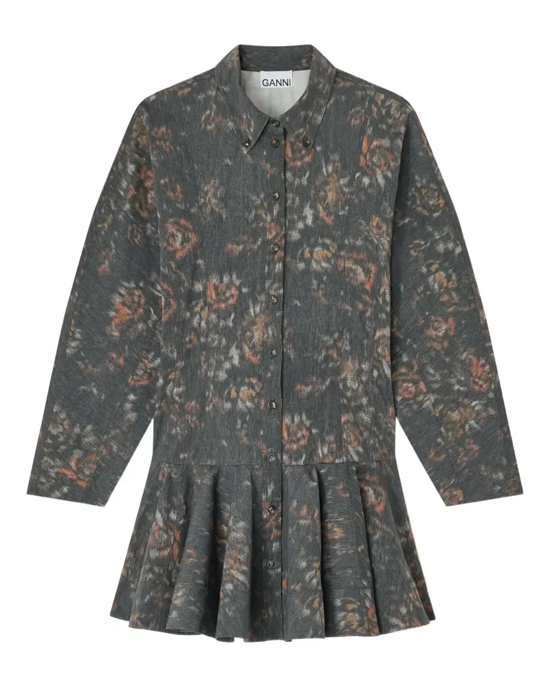 Ganni Kleid mit Print - Grau Grau