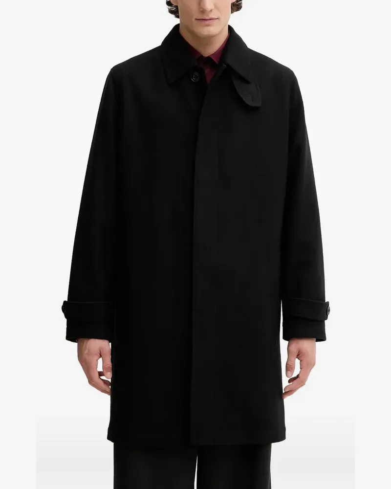 HUGO BOSS button-fastening point-collar coat - Schwarz Schwarz