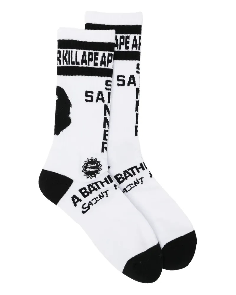 SAINT MXXXXXX X Bape socks - Weiß Weiß