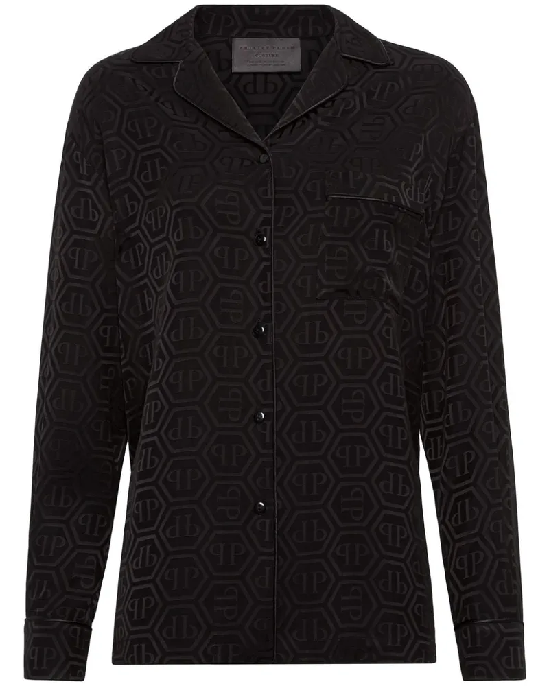 Philipp Plein Hemd mit Muster - Schwarz Schwarz