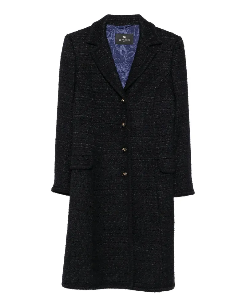 Etro Tweed-Mantel mit fallendem Revers - Blau Blau