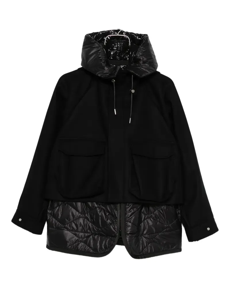 Sacai Kapuzenjacke mit gestepptem Einsatz - Schwarz Schwarz