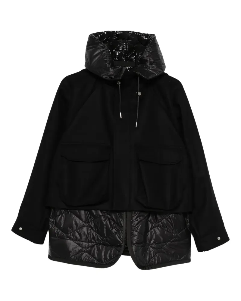 Sacai Kapuzenjacke mit gestepptem Einsatz - Schwarz Schwarz