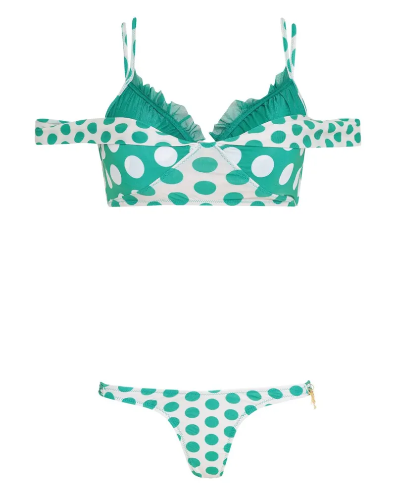 Amir Slama Bikini mit Polka Dots - Grün Grün