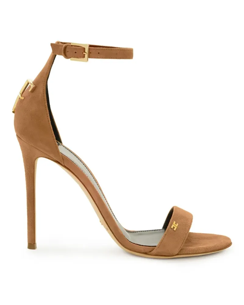 Elisabetta Franchi suede sandals with logo detail - Nude Nude